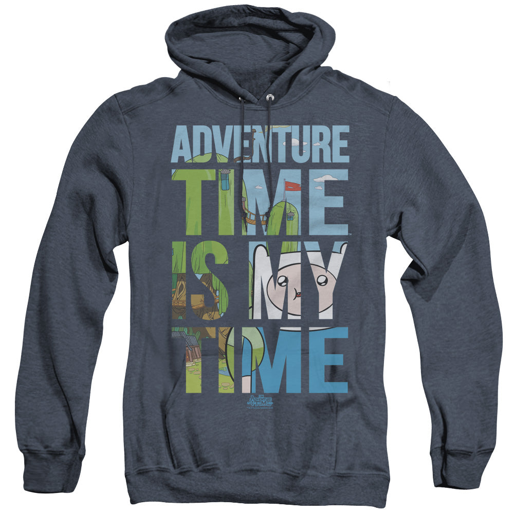 Adventure Time My Time Heather Mens Hoodie Navy Officially Licensed