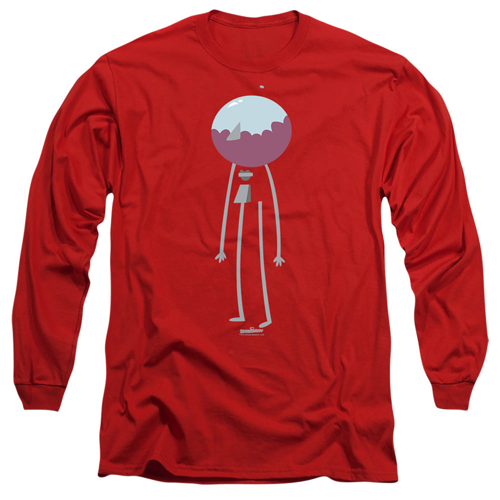 Regular Show Minimal Benson Mens Long Sleeve Shirt Red Officially Licensed