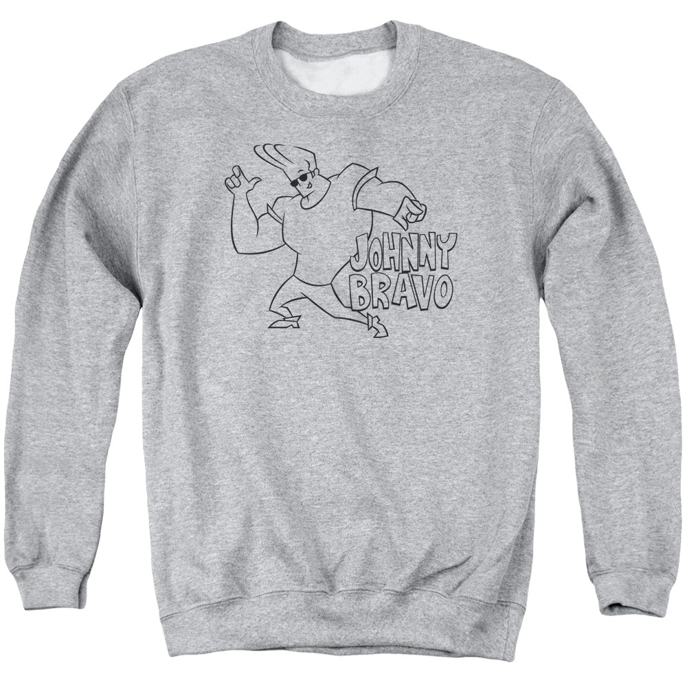 Johnny Bravo Jb Line Art Mens Crewneck Sweatshirt Athletic Heather Officially Licensed