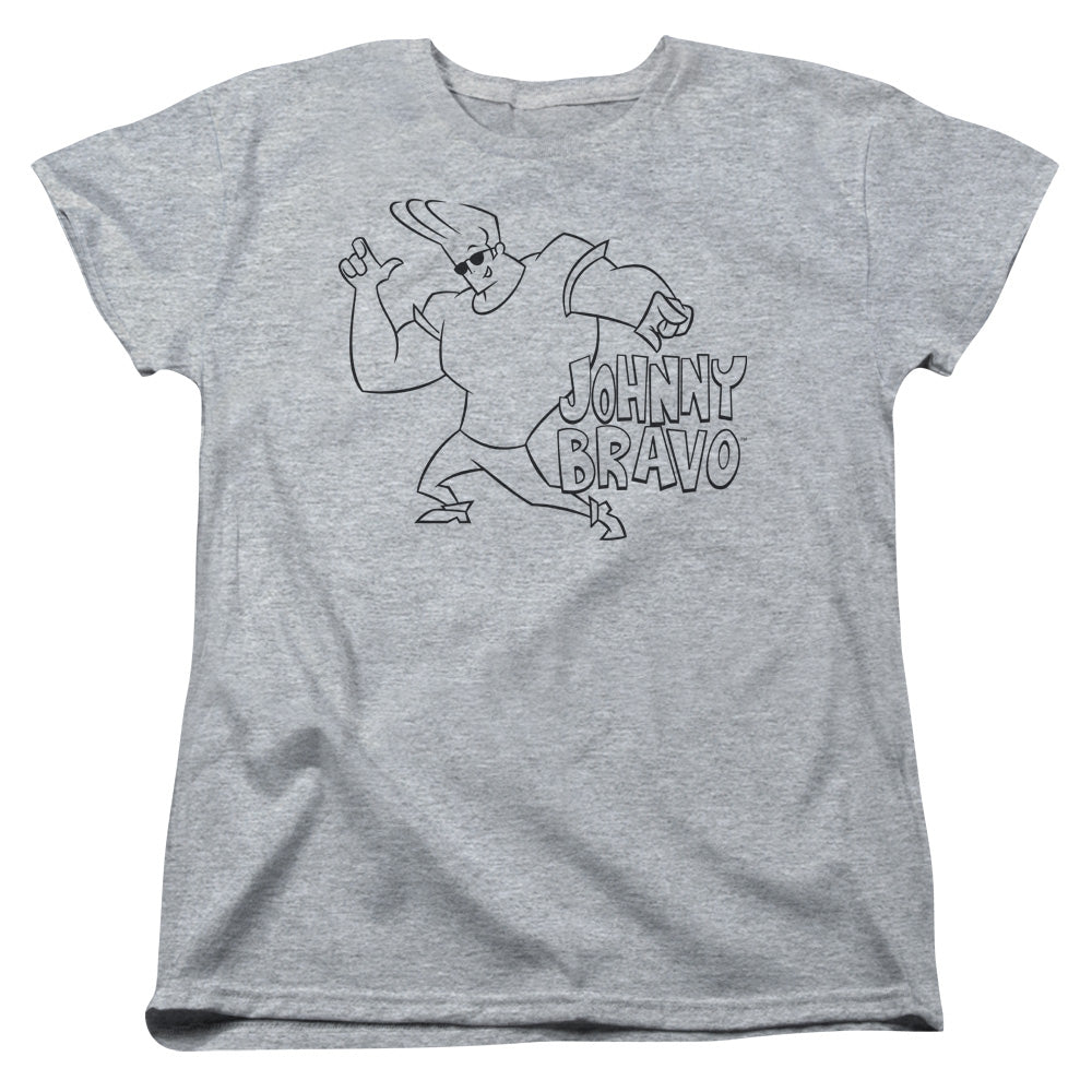 Johnny Bravo Jb Line Art Womens T Shirt Athletic Heather Officially Licensed