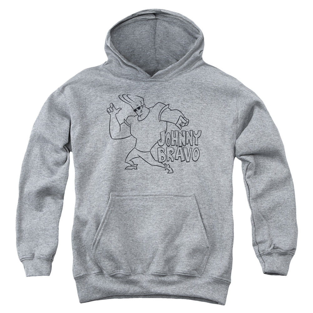 Johnny Bravo Jb Line Art Kids Youth Hoodie Heather Officially Licensed