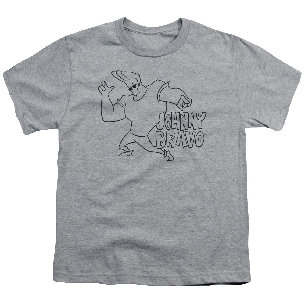 Johnny Bravo Jb Line Art Kids Youth T Shirt Athletic Heather Officially Licensed