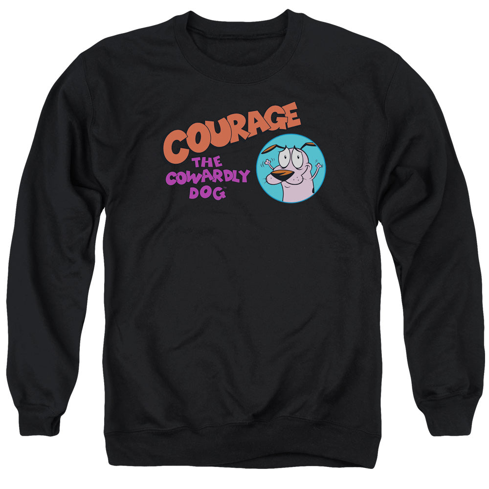 Courage The Cowardly Dog Courage Logo Mens Crewneck Sweatshirt Black Officially Licensed