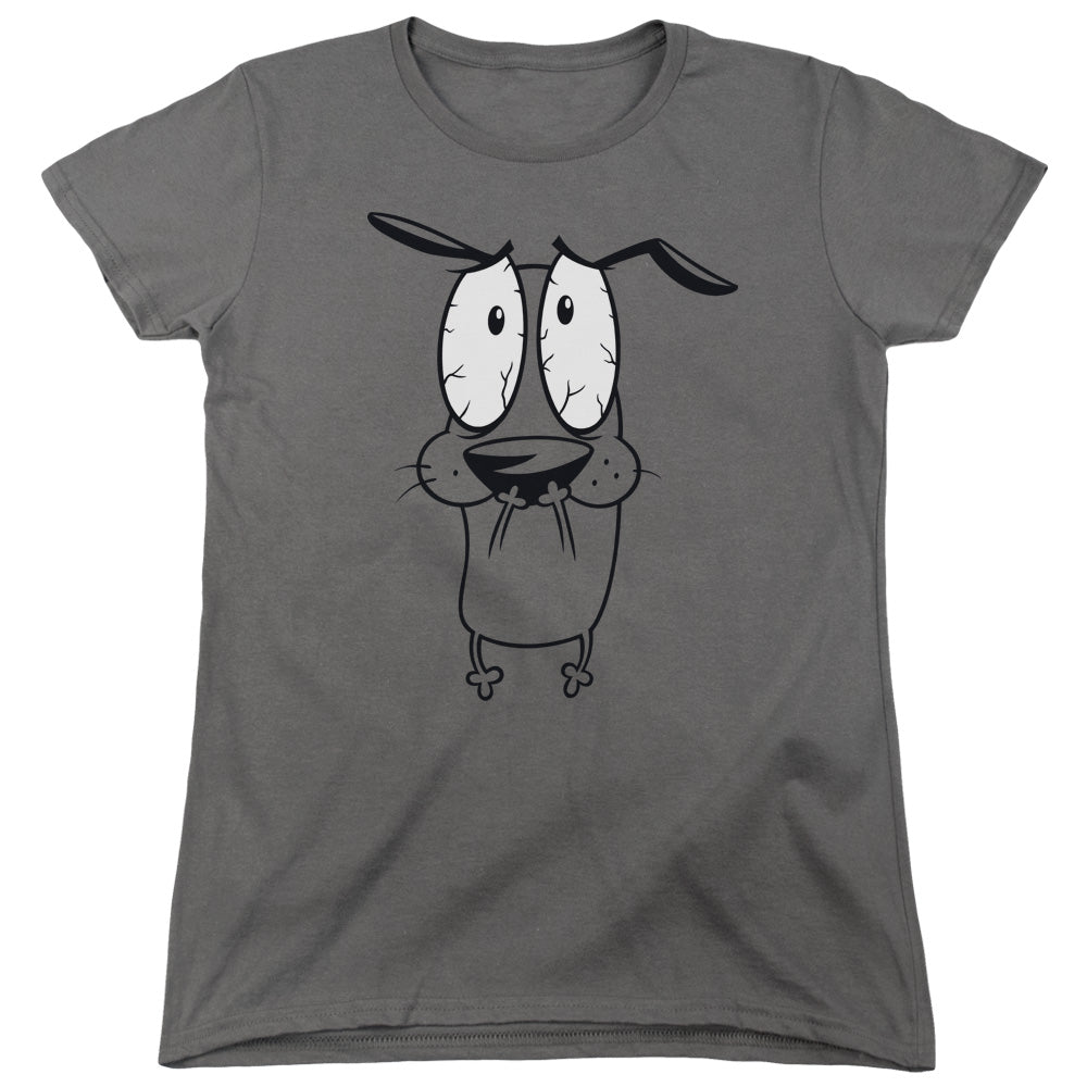 Courage the Cowardly Dog Scared Womens T Shirt Charcoal Officially Licensed