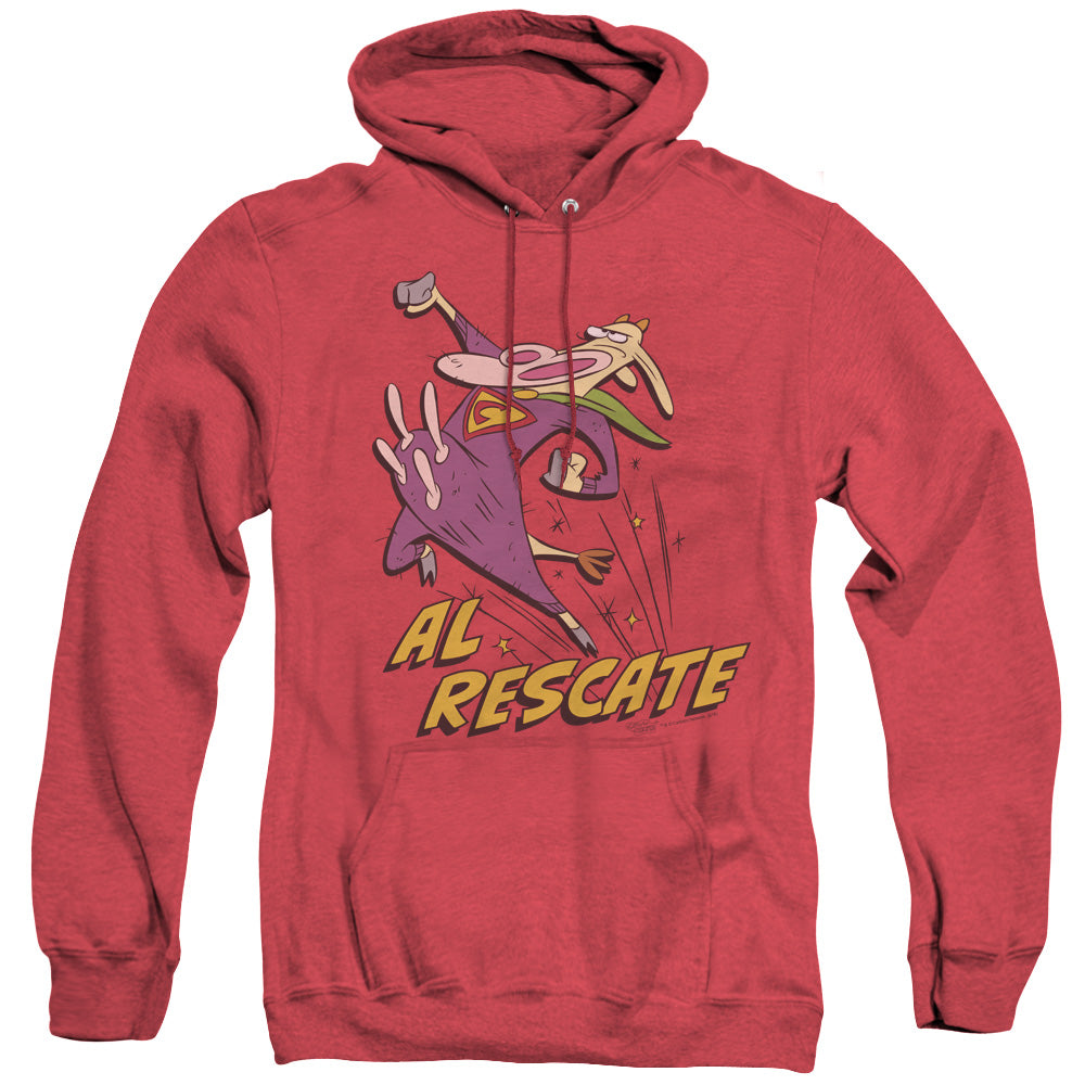 Cow And Chicken Al Rescate Mens Heather Hoodie Red Officially Licensed