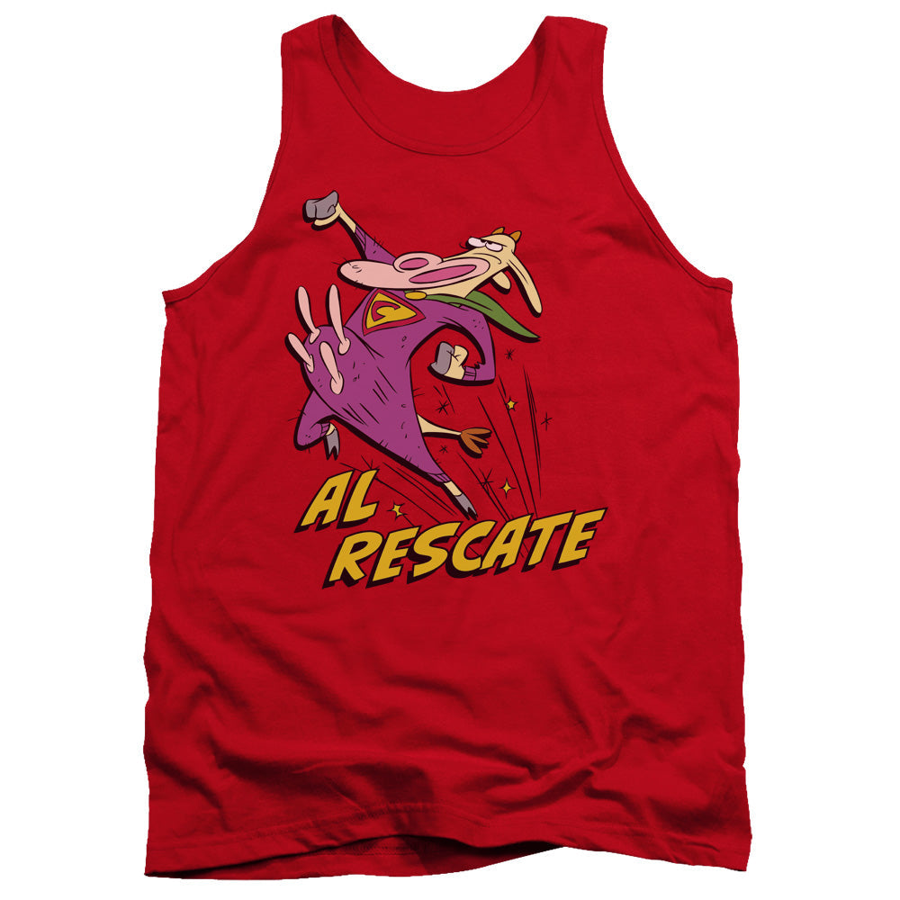 Cow And Chicken Al Rescate Mens Tank Top Shirt Red Officially Licensed