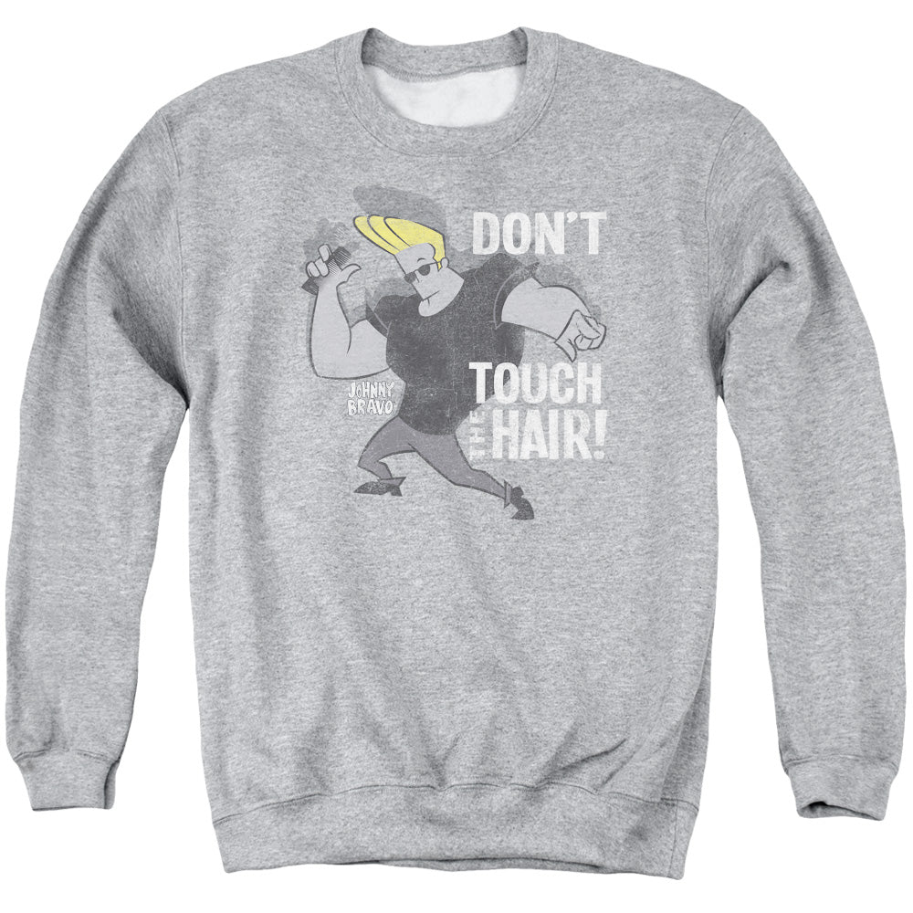 Johnny Bravo Hair Mens Crewneck Sweatshirt Athletic Heather Officially Licensed