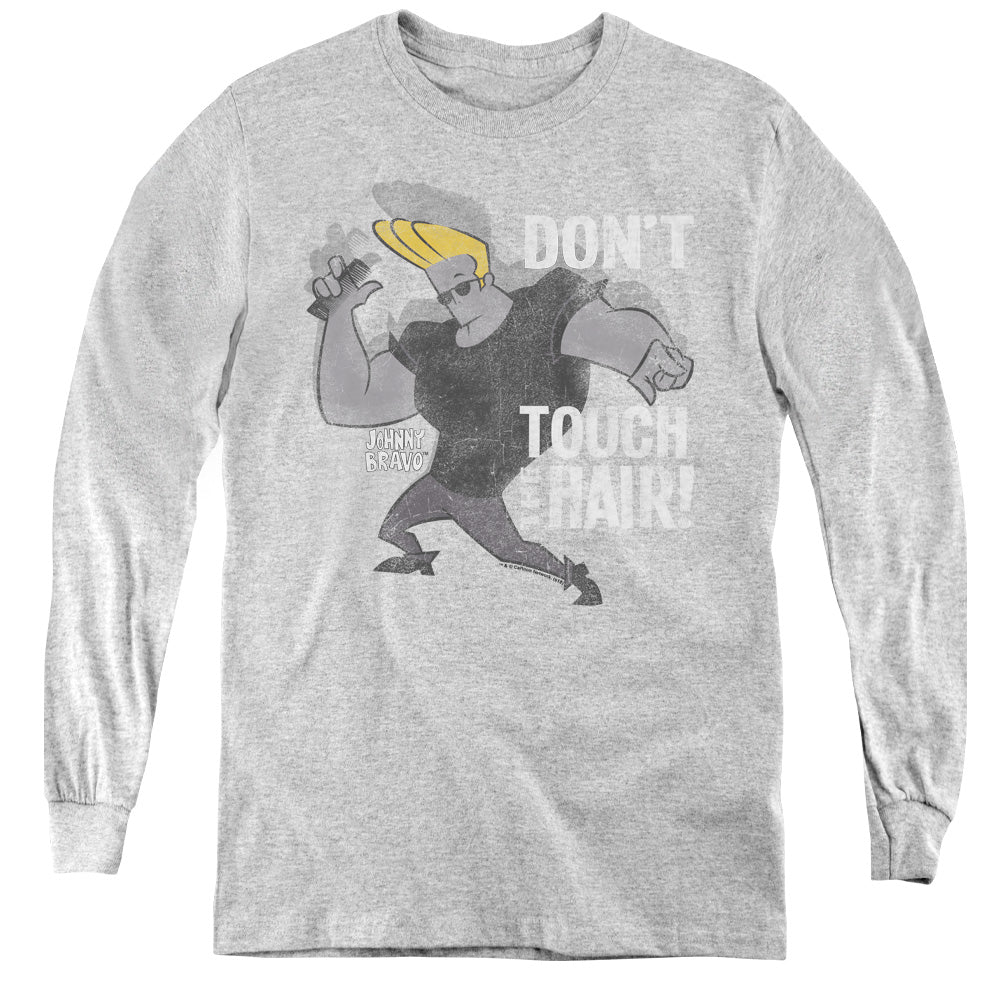 Johnny Bravo Hair Long Sleeve Kids Youth T Shirt Athletic Heather Officially Licensed