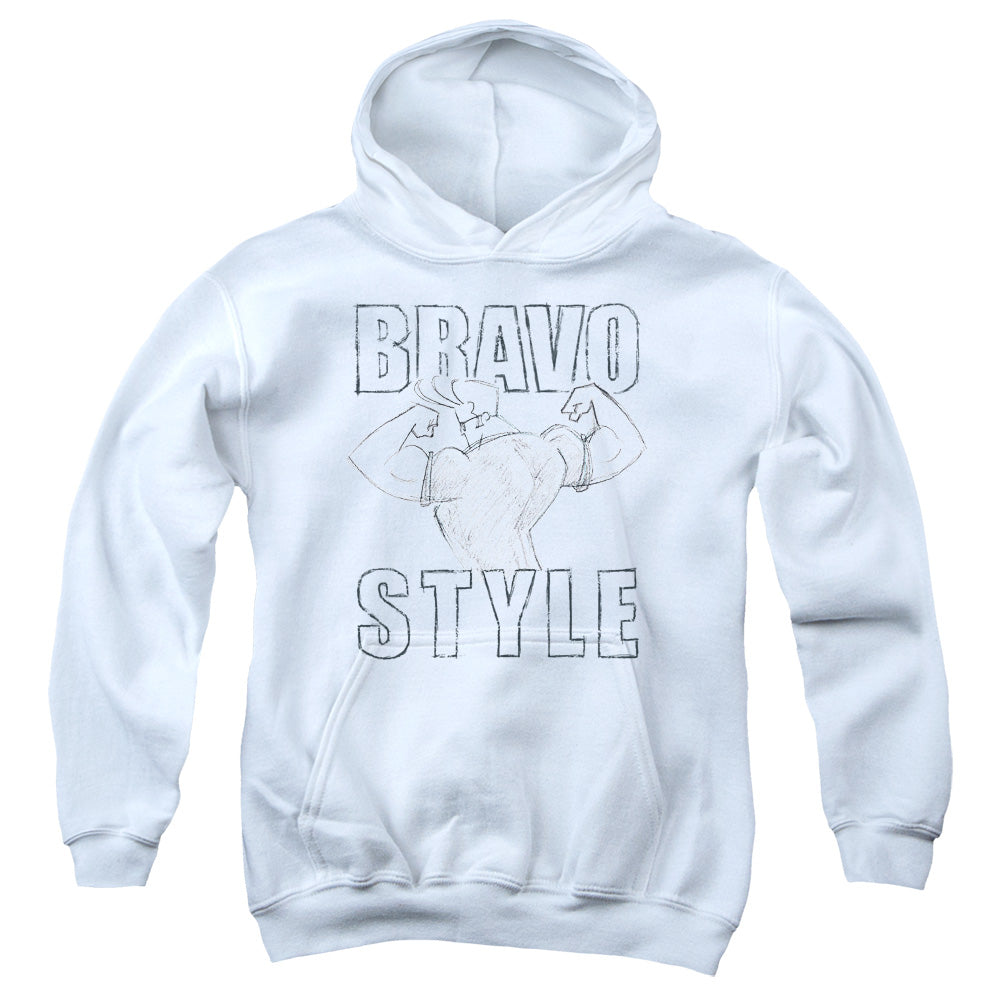 Johnny Bravo Bravo Style Kids Youth Hoodie White Officially Licensed