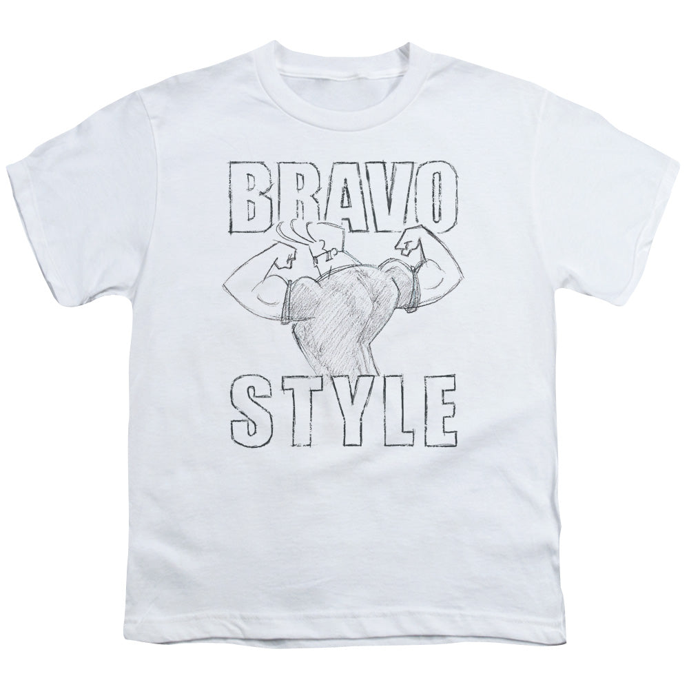 Johnny Bravo Bravo Style Kids Youth T Shirt White Officially Licensed