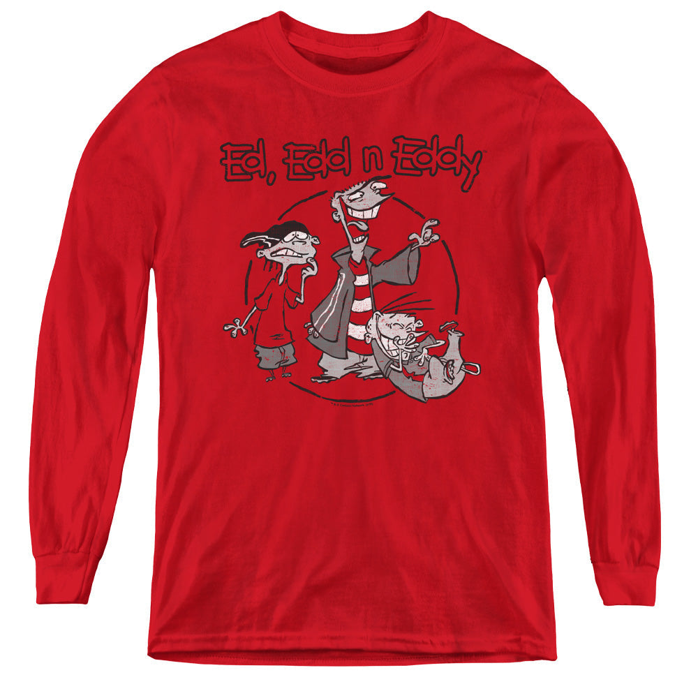 Ed Edd N Eddy Gang Long Sleeve Kids Youth T Shirt Red Officially Licensed
