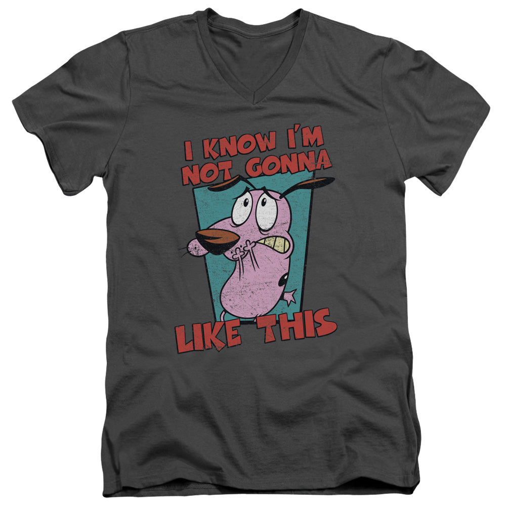Courage the Cowardly Dog Not Gonna Like Mens Slim Fit V Neck T Shirt Charcoal Officially Licensed