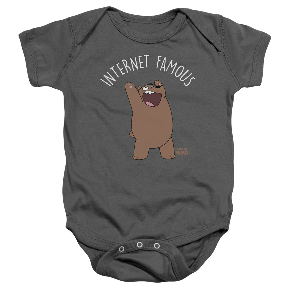 We Bare Bears Internet Famous Infant Baby Snapsuit Charcoal Officially Licensed