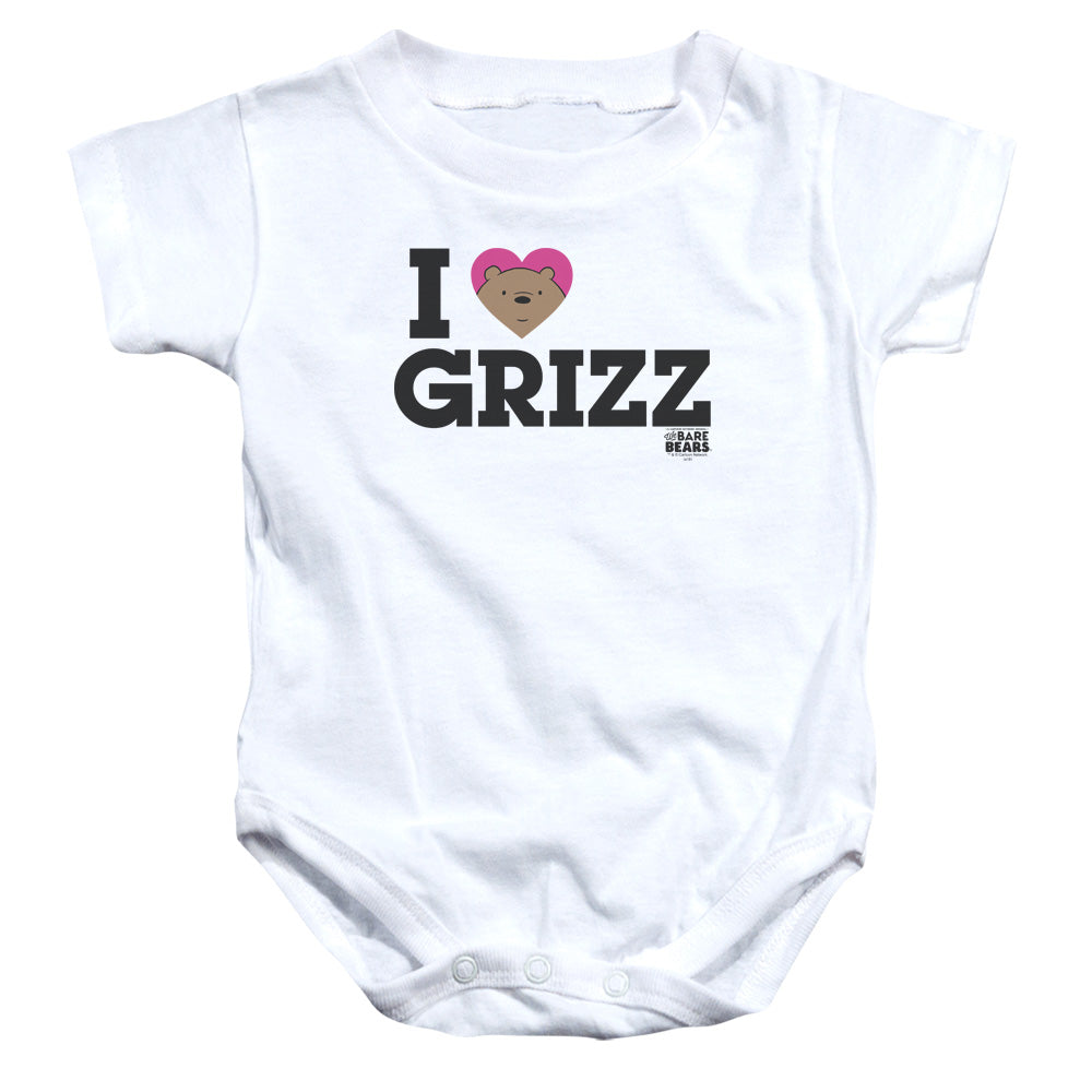 We Bare Bears Heart Grizz Infant Baby Snapsuit White Officially Licensed
