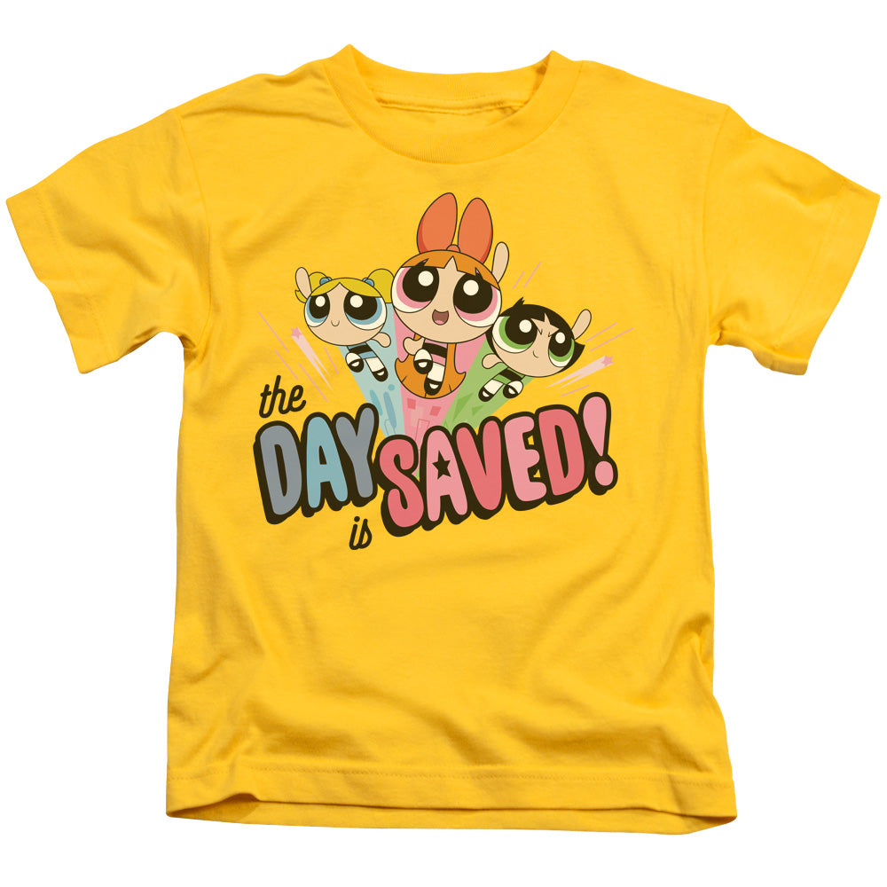 Powerpuff Girls the Day is Saved Juvenile Kids Youth T Shirt Yellow Officially Licensed