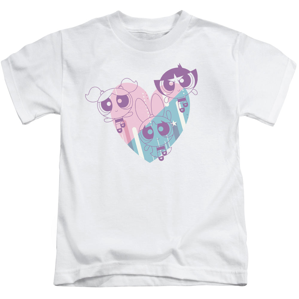 Powerpuff Girls Powerpuff Heart Juvenile Kids Youth T Shirt White Officially Licensed