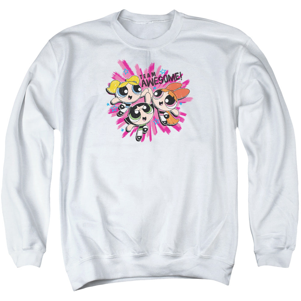 Powerpuff Girls Team Awesome Mens Crewneck Sweatshirt White Officially Licensed