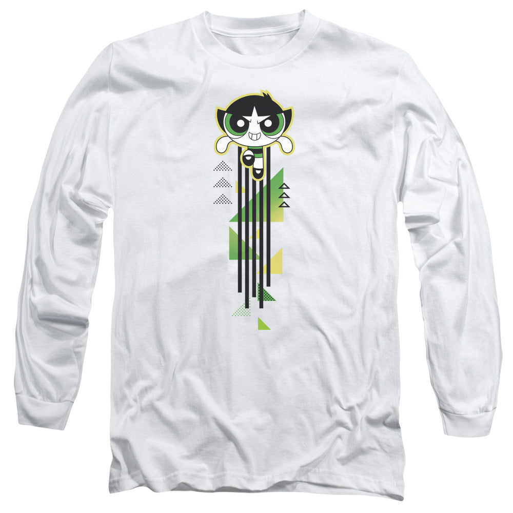Powerpuff Girls Buttercup Streak Mens Long Sleeve Shirt White Officially Licensed