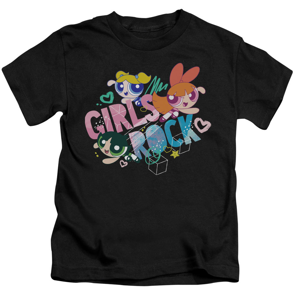 Powerpuff Girls Girls Rock Juvenile Kids Youth T Shirt Black Officially Licensed