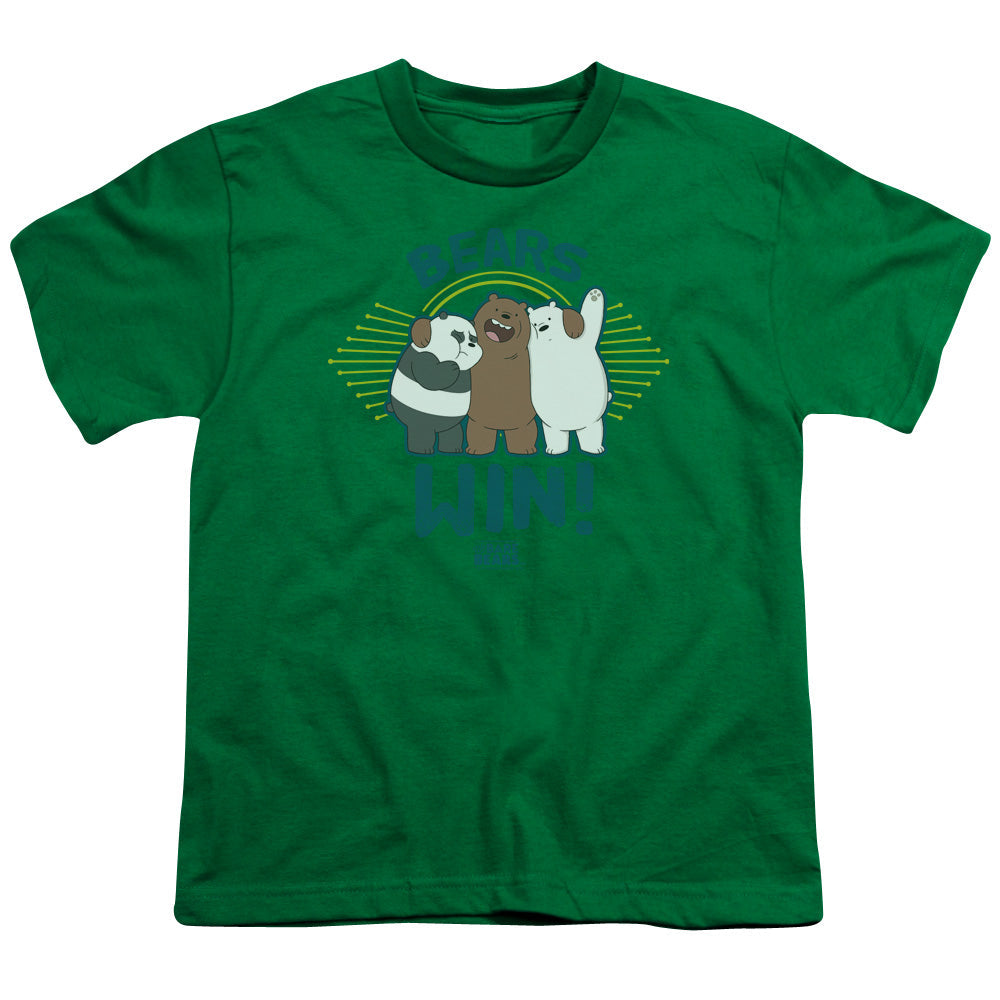 We Bare Bears Bears Win Kids Youth T Shirt Kelly Green Officially Licensed
