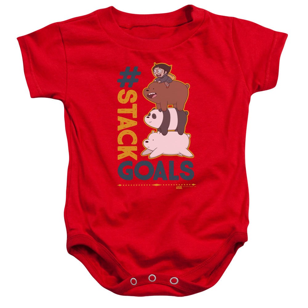 We Bare Bears Stack Goals Infant Baby Snapsuit Red Officially Licensed