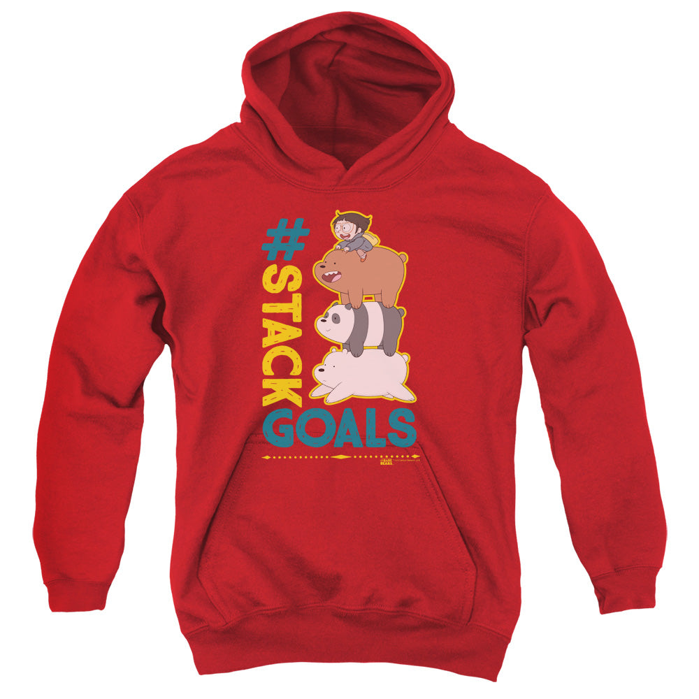 We Bare Bears Stack Goals Kids Youth Hoodie Red Officially Licensed