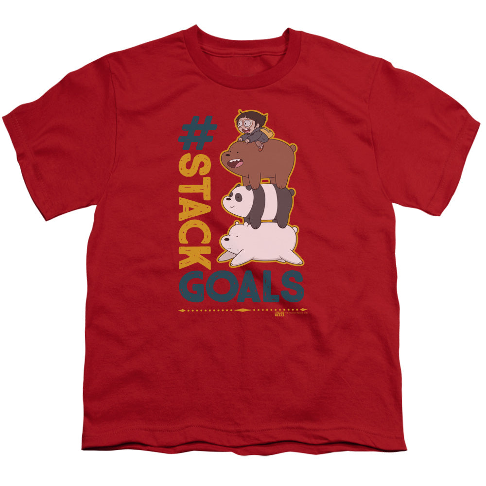 We Bare Bears Stack Goals Kids Youth T Shirt Red Officially Licensed