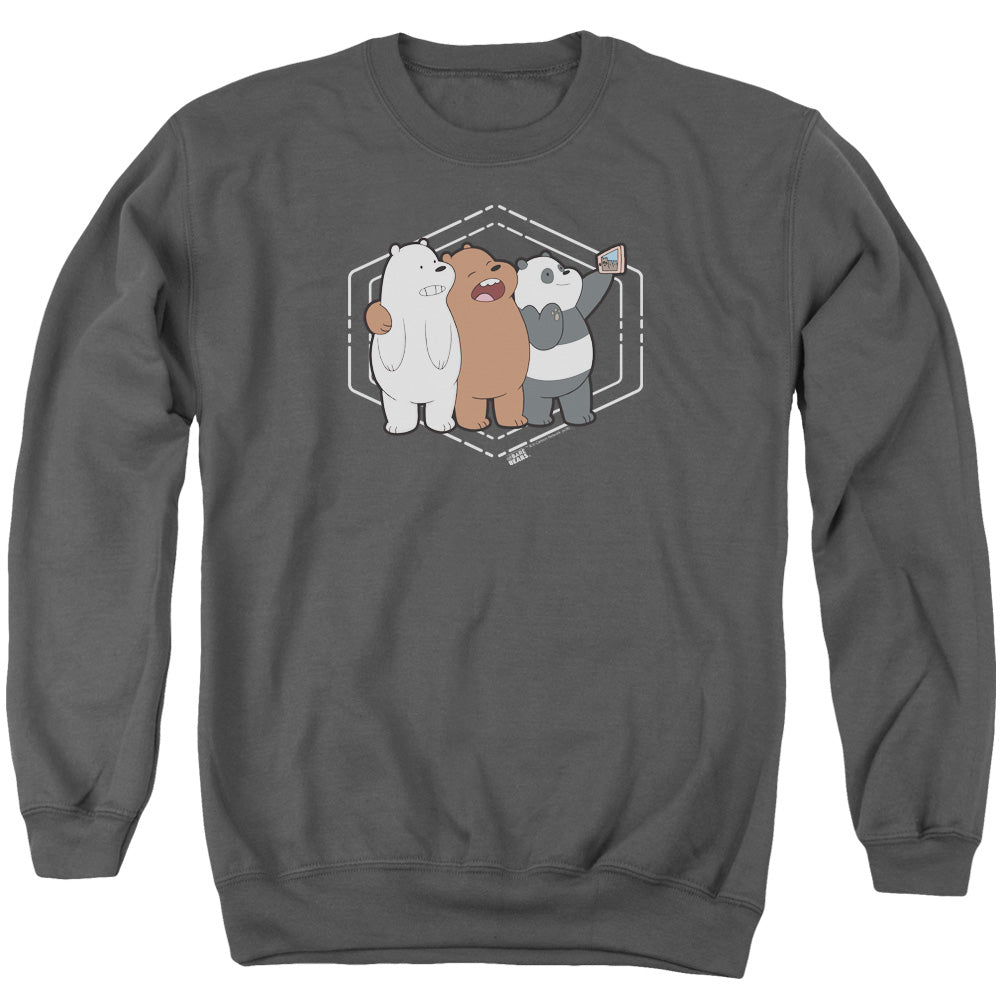 We Bare Bears Selfie Mens Crewneck Sweatshirt Charcoal Officially Licensed