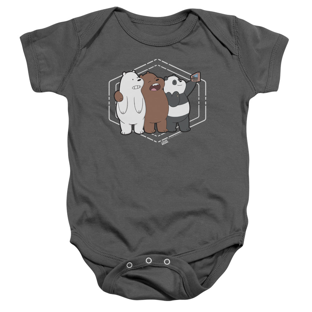 We Bare Bears Selfie Infant Baby Snapsuit Charcoal Officially Licensed