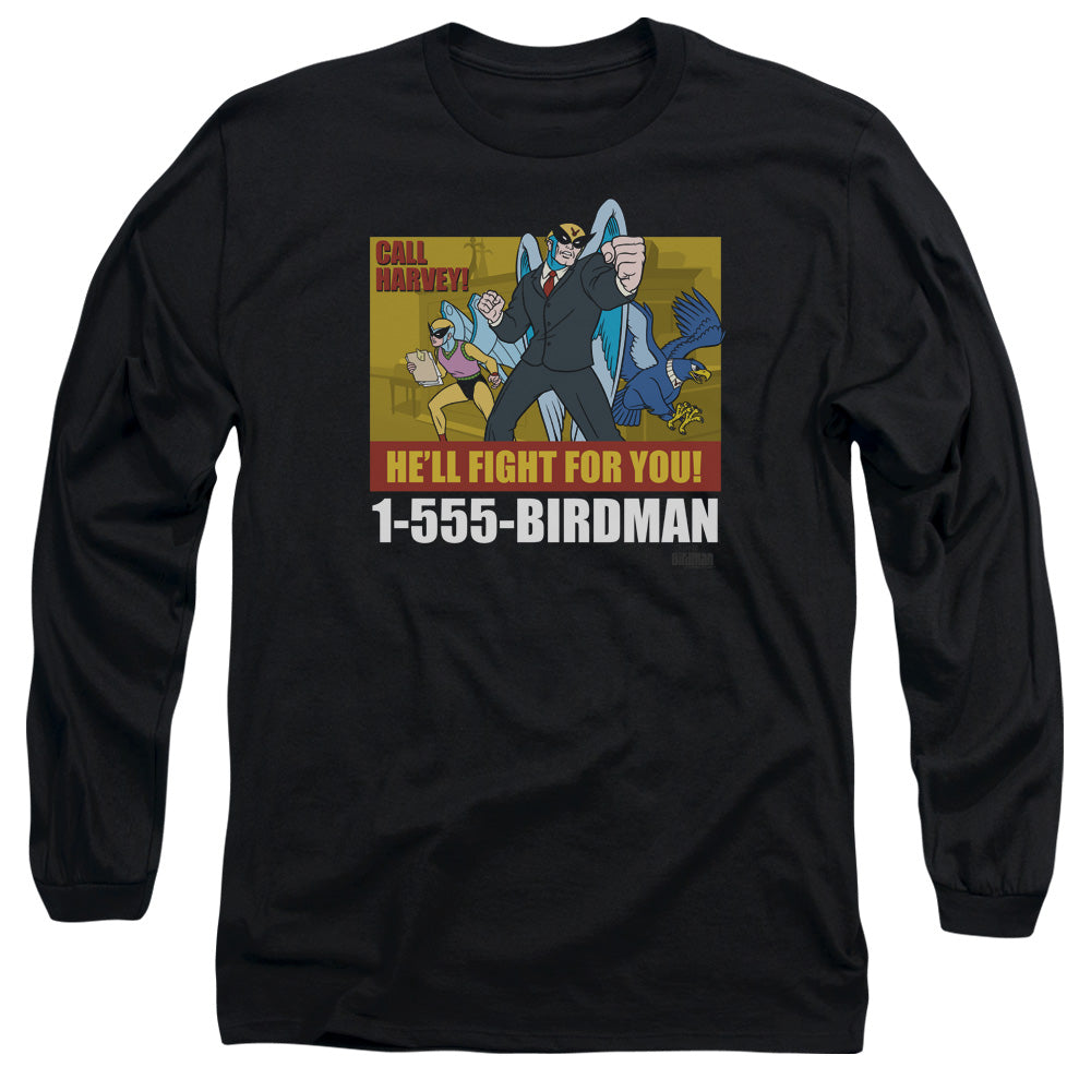 Harvey Birdman Birdman Ad Mens Long Sleeve Shirt Black Officially Licensed Officially Licensed