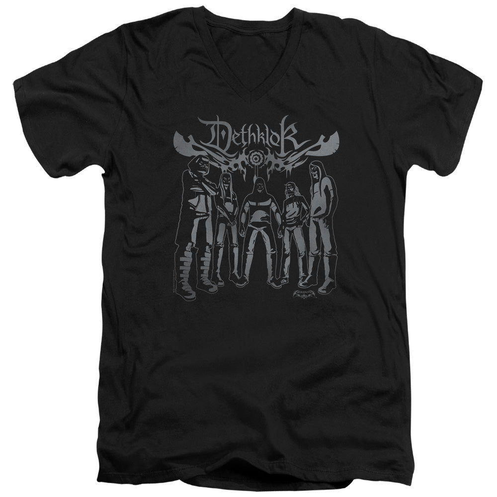 Metalocalypse Dethklok Band Mens Slim Fit V Neck T Shirt Black Officially Licensed