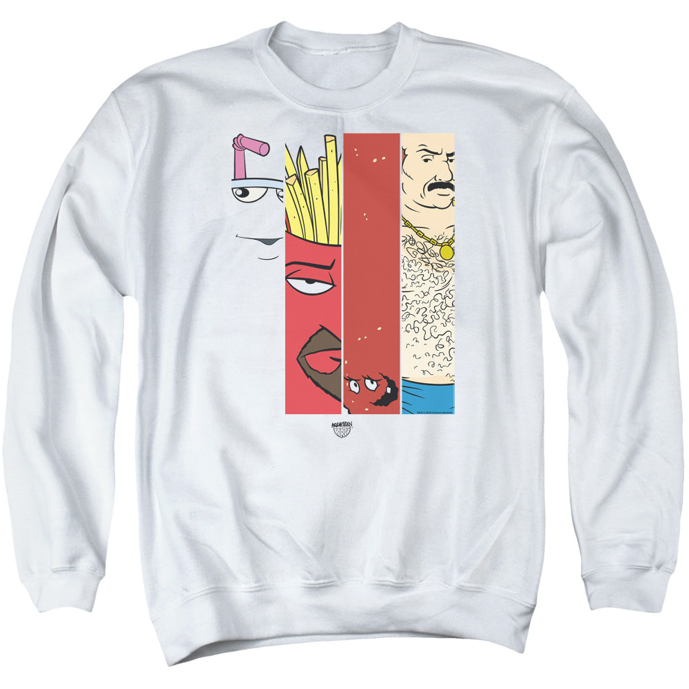 Aqua Teen Hunger Force Group 3 Tiles Mens Crewneck Sweatshirt White Officially Licensed