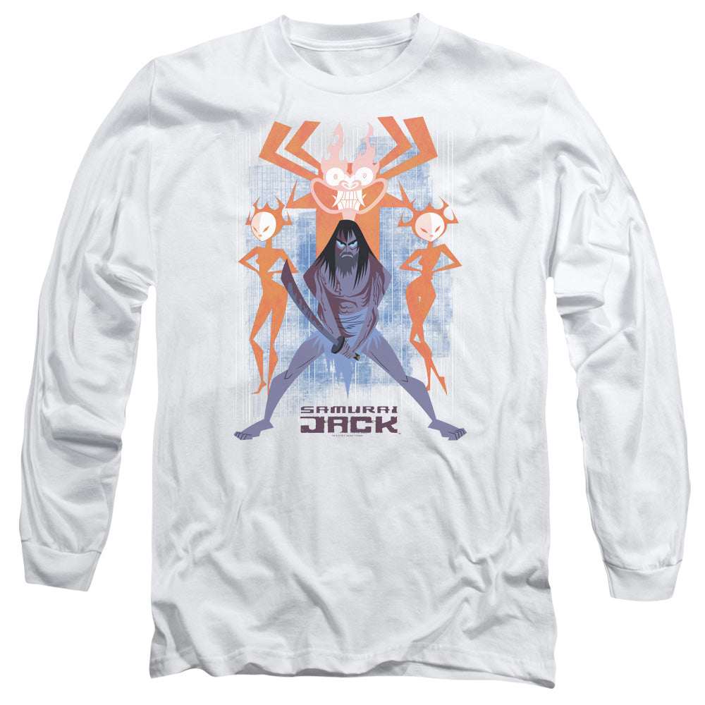 Samurai Jack Jack Vs Evil Mens Long Sleeve Shirt White Officially Licensed Officially Licensed