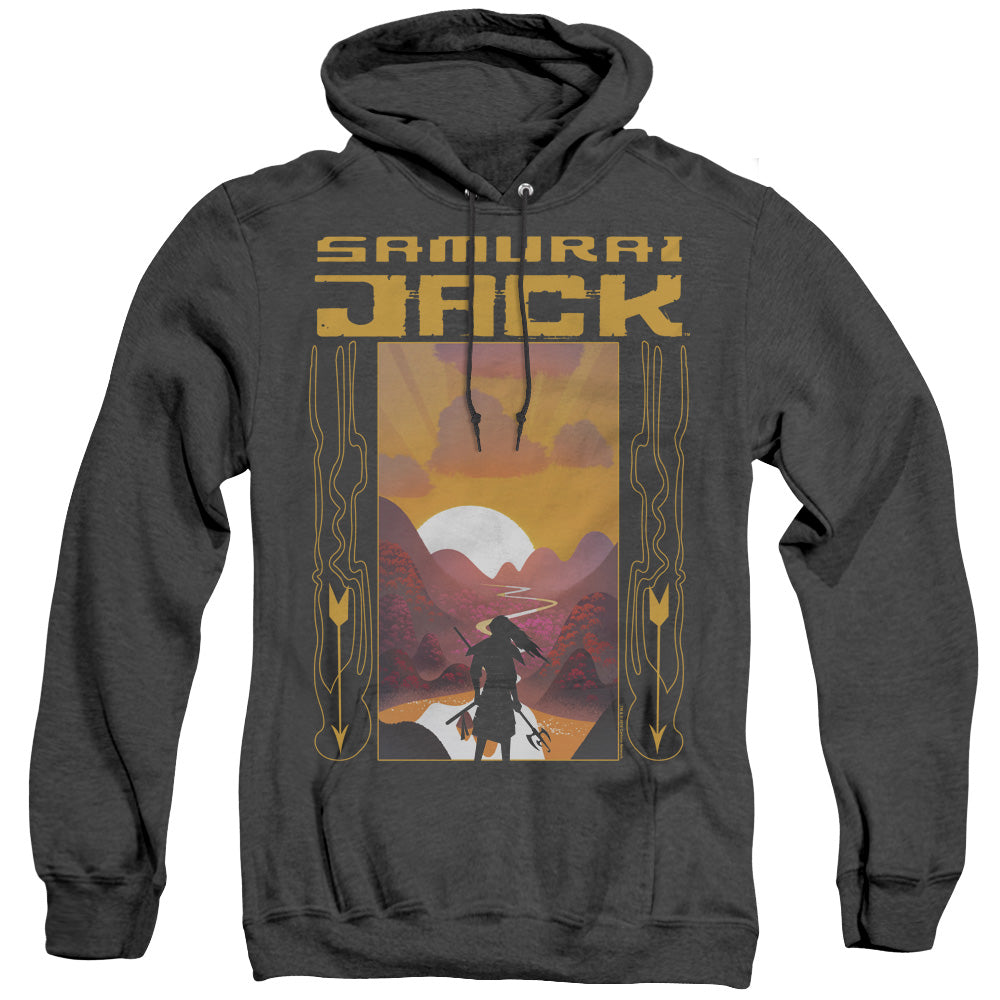 Samurai Jack Sunrise Mens Heather Hoodie Black Officially Licensed