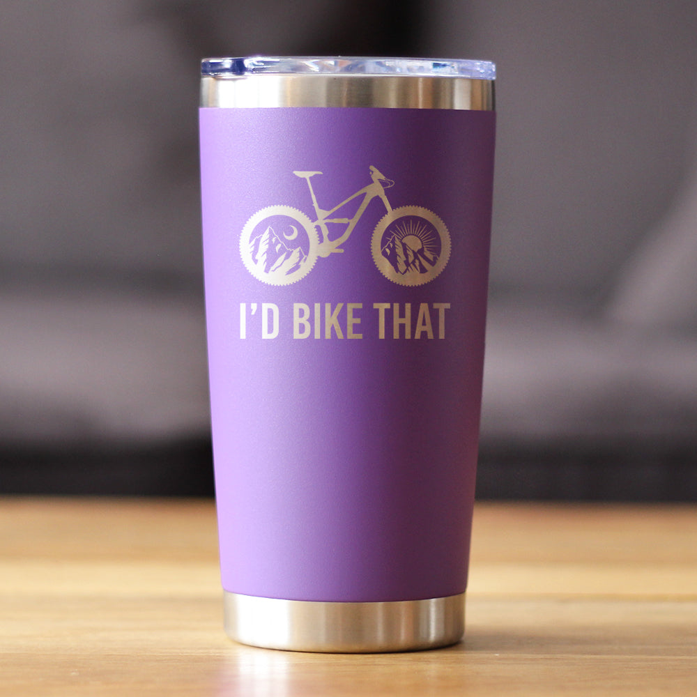I'd Bike That - Insulated Coffee Tumbler Cup with Sliding Lid - Stainless Steel Insulated Mug - Cool Bicycle Themed Decor and Gifts for Mountain Bikers