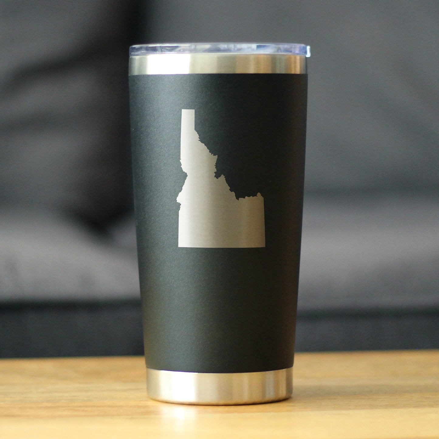 Idaho State Outline - Insulated Coffee Tumbler Cup with Sliding Lid - Stainless Steel Travel Mug - Idaho Gifts for Women and Men