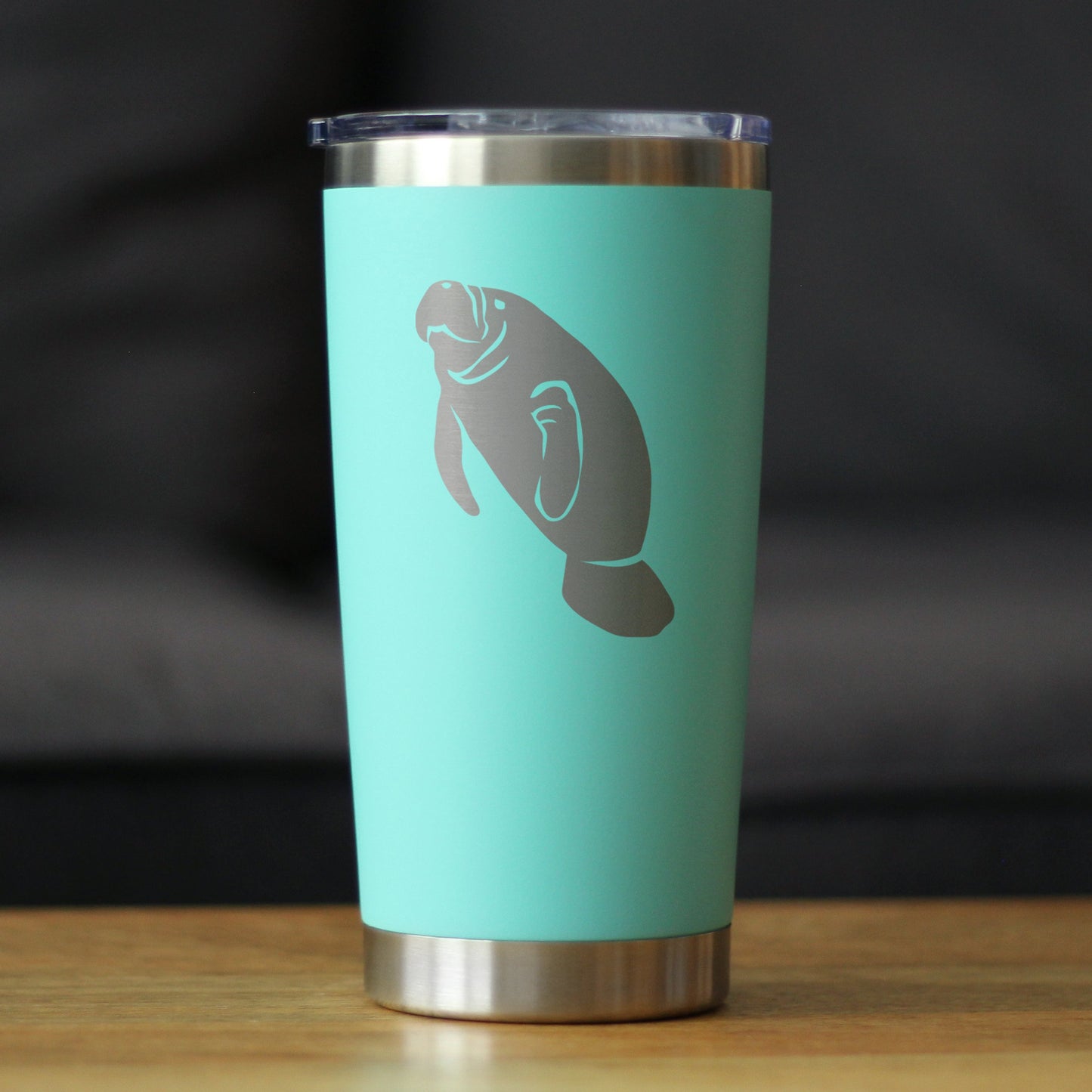 Manatee - Insulated Coffee Tumbler Cup with Sliding Lid - Stainless Steel Travel Mug - Manatee Gifts Women and Men Beach Lovers