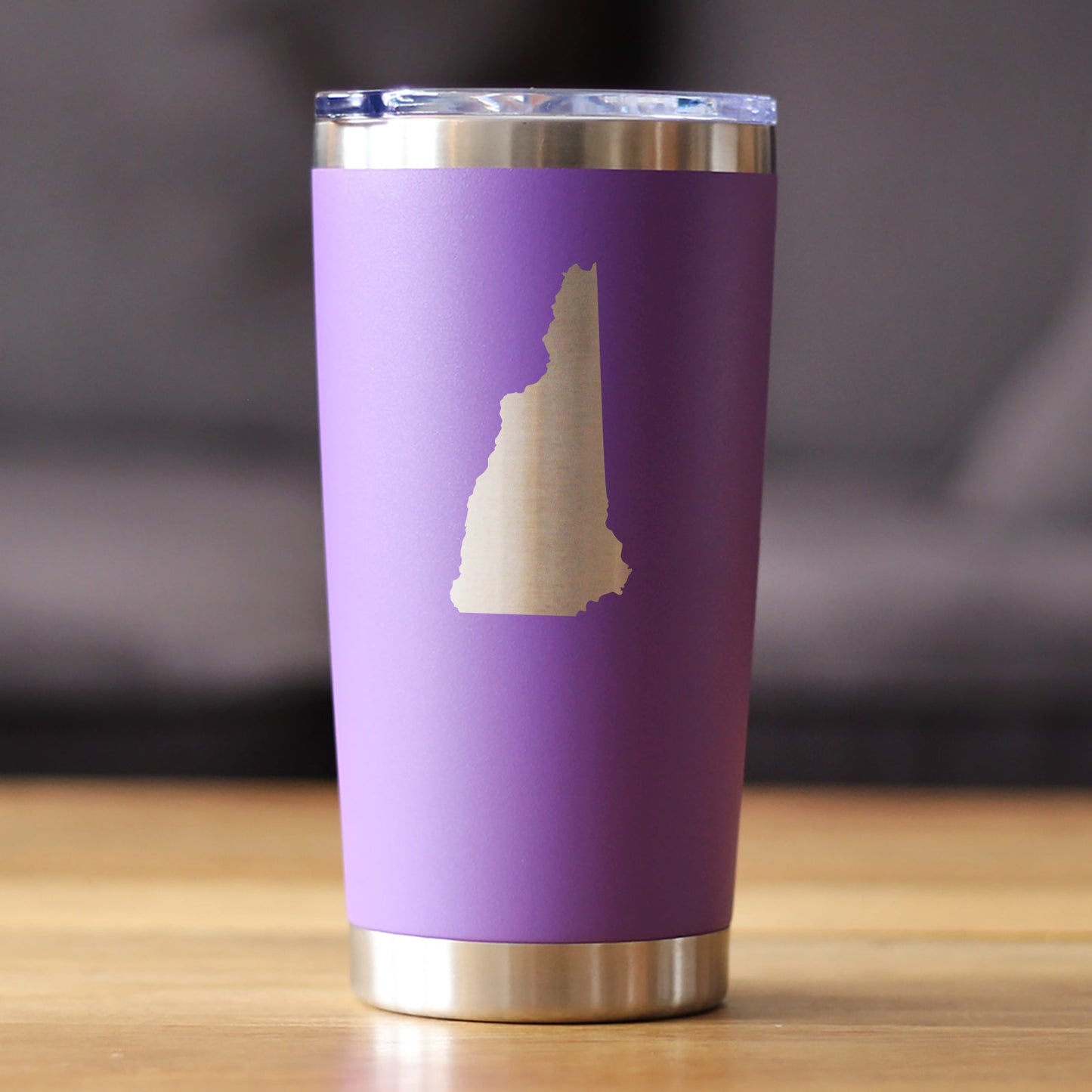 New Hampshire State Outline - Insulated Coffee Tumbler Cup with Sliding Lid - Stainless Steel Travel Mug - New Hampshire Gifts for Women and Men