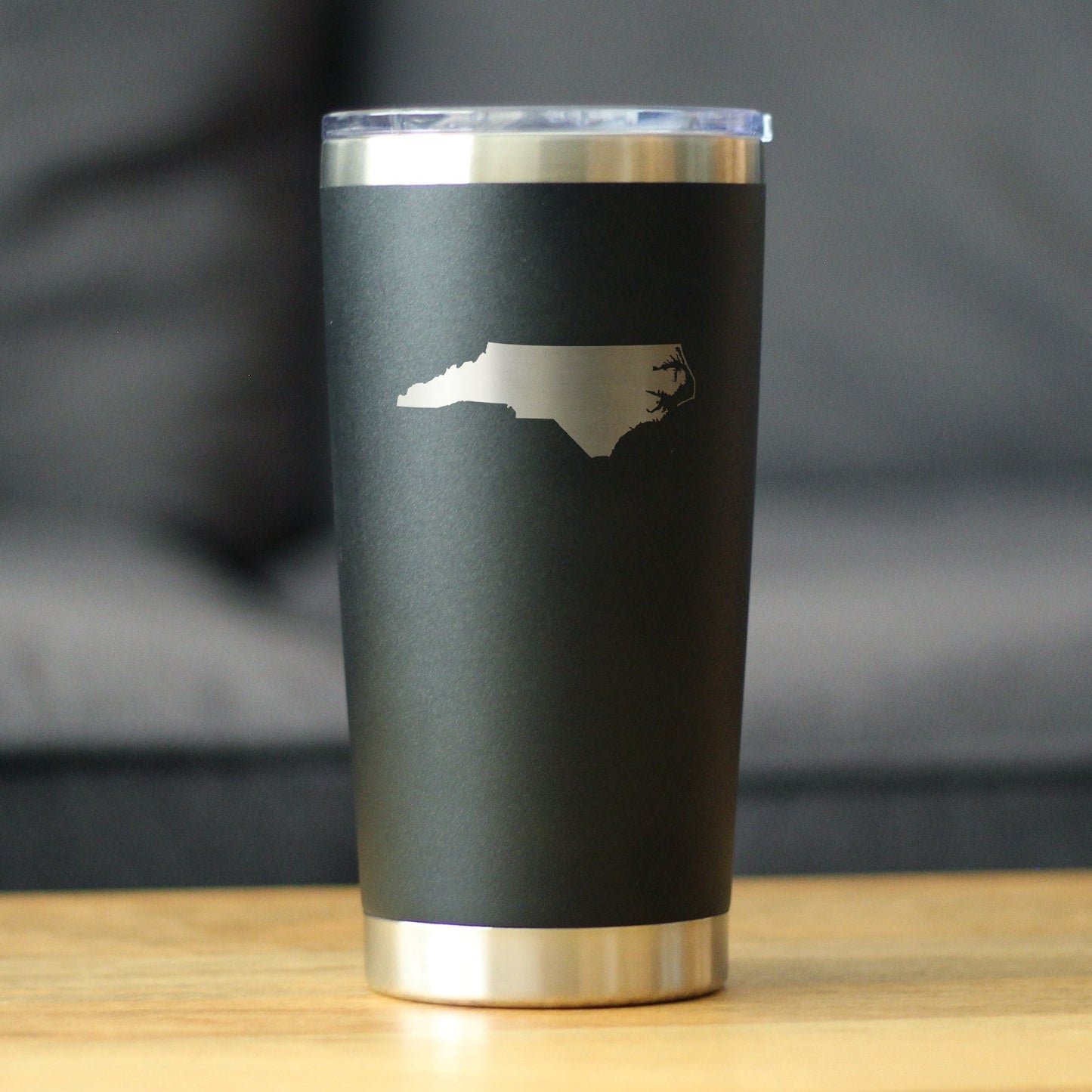 North Carolina State Outline - Insulated Coffee Tumbler Cup with Sliding Lid - Stainless Steel Travel Mug - North Carolina Gifts for Women and Men