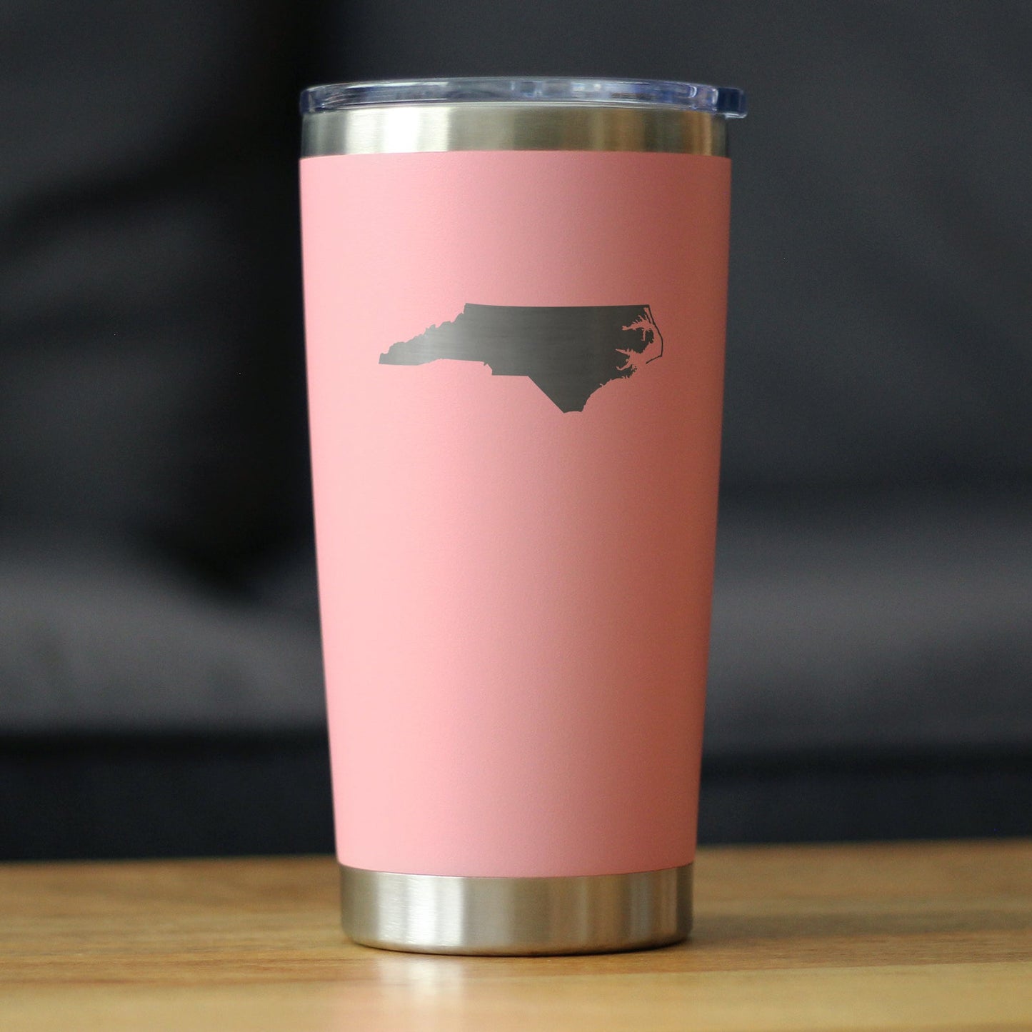 North Carolina State Outline - Insulated Coffee Tumbler Cup with Sliding Lid - Stainless Steel Travel Mug - North Carolina Gifts for Women and Men