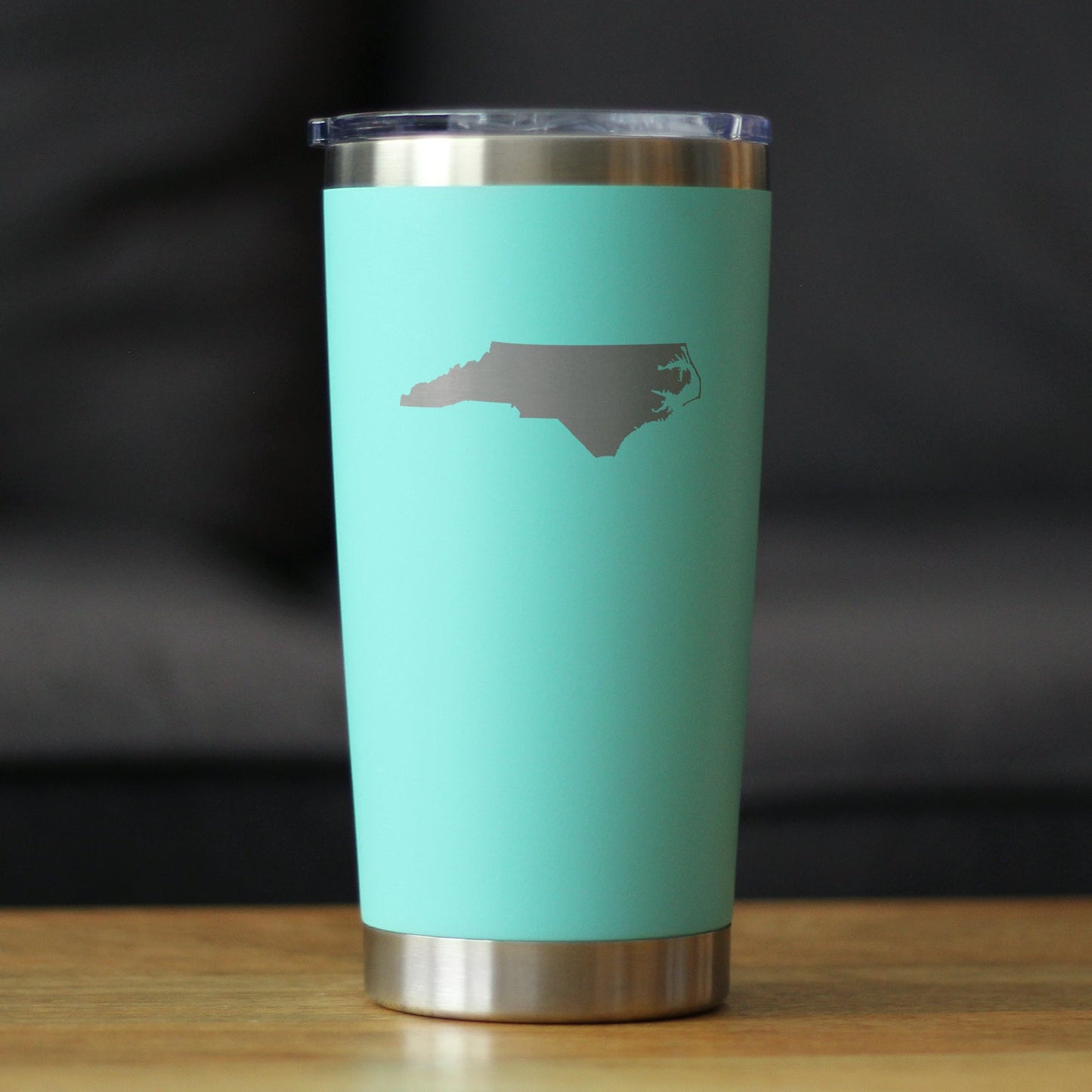North Carolina State Outline - Insulated Coffee Tumbler Cup with Sliding Lid - Stainless Steel Travel Mug - North Carolina Gifts for Women and Men