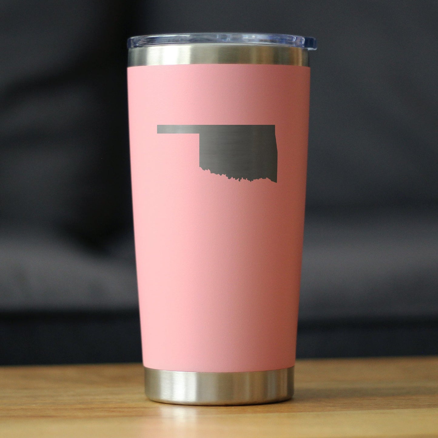 Oklahoma State Outline - Insulated Coffee Tumbler Cup with Sliding Lid - Stainless Steel Travel Mug - Oklahoma Gifts for Women and Men Oklahomans