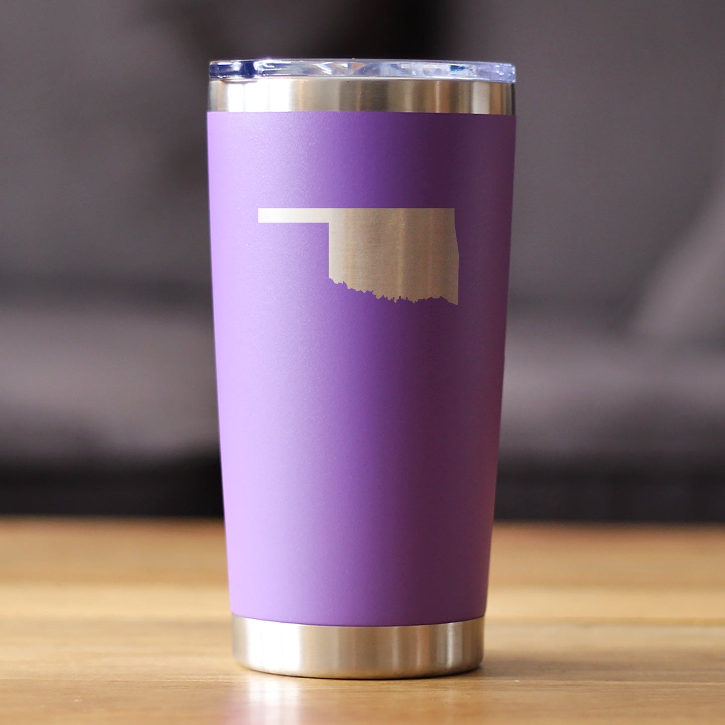 Oklahoma State Outline - Insulated Coffee Tumbler Cup with Sliding Lid - Stainless Steel Travel Mug - Oklahoma Gifts for Women and Men Oklahomans