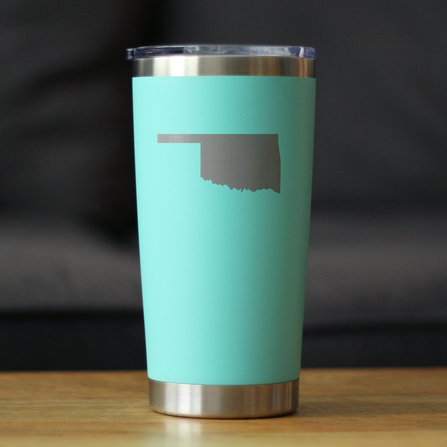 Oklahoma State Outline - Insulated Coffee Tumbler Cup with Sliding Lid - Stainless Steel Travel Mug - Oklahoma Gifts for Women and Men Oklahomans