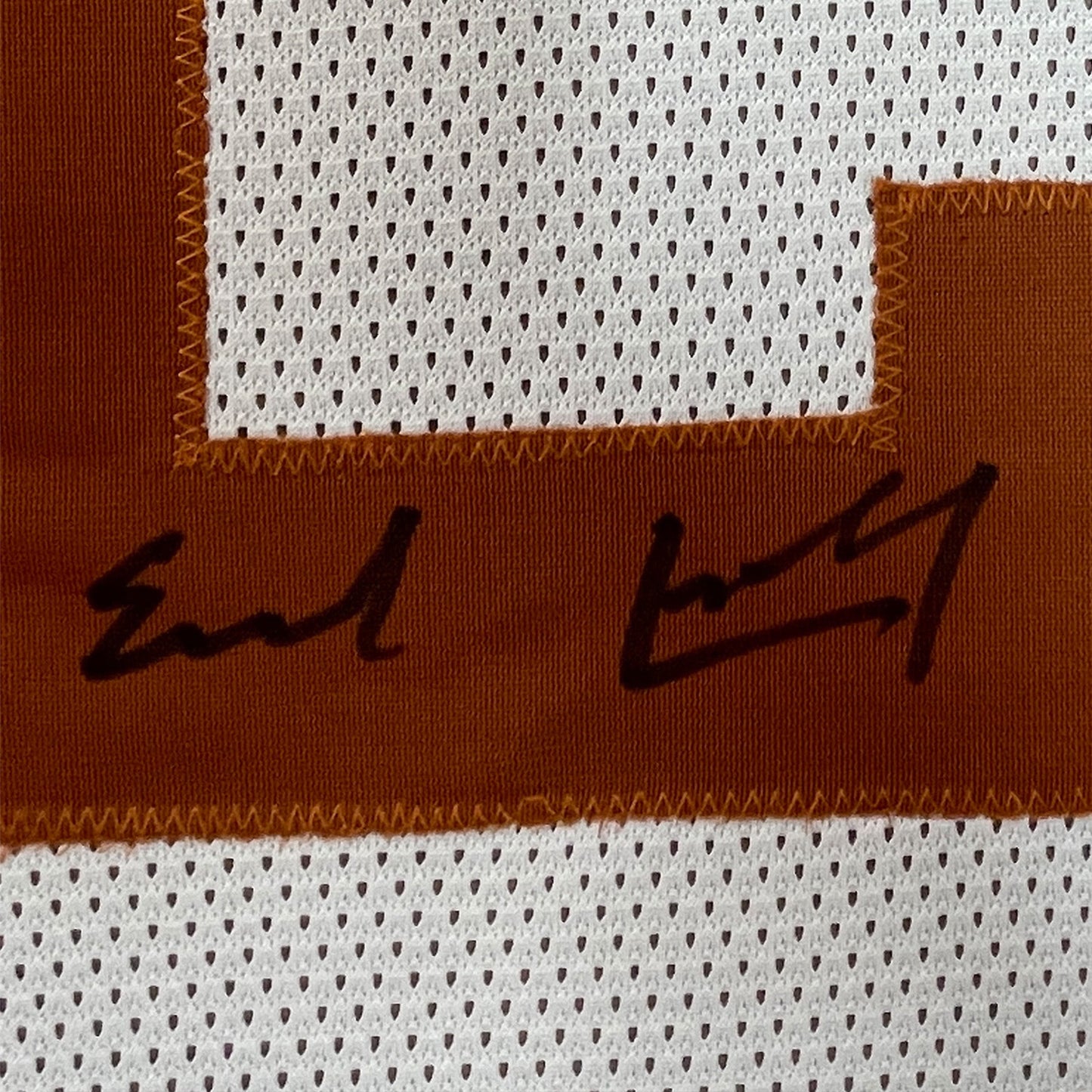 Framed Autographed/Signed Earl Campbell 35x39 Texas White College Football Jersey JSA COA