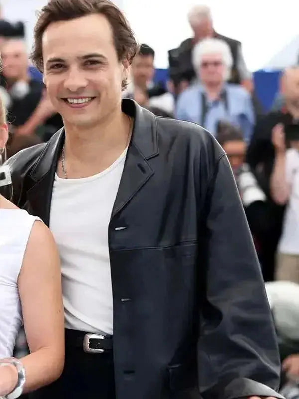 Cannes Film Festival 2025 Frank Dillane Black Leather Blazer