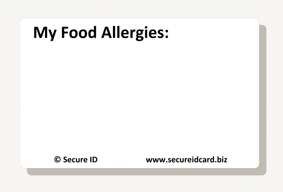 Write on Food Allergy Cards 3 Pack