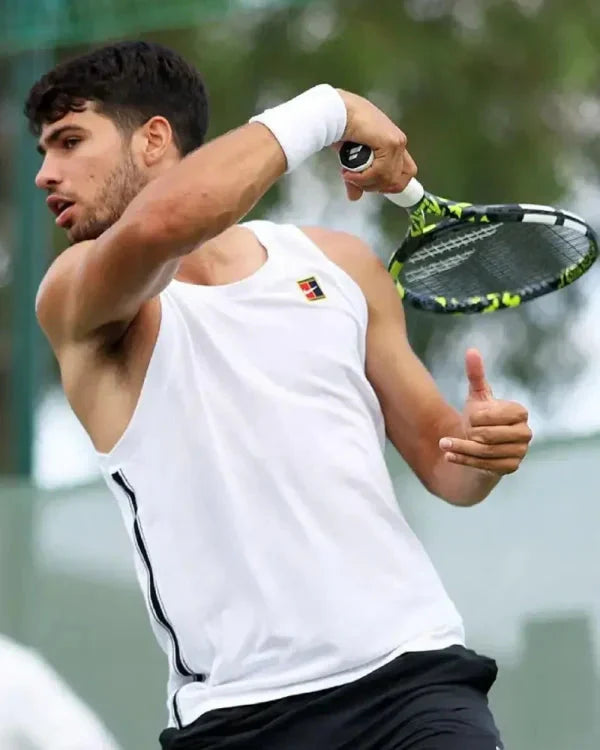 Carlos Alcaraz Training Session 2025 White Tank Top