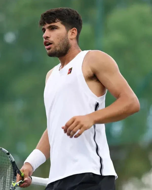 Carlos Alcaraz Training Session 2025 White Tank Top