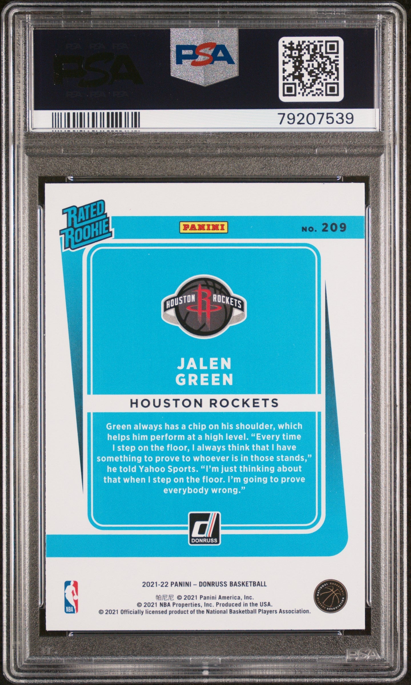 Graded 2021 Panini Donruss Jalen Green #209 Holo Orange Laser Rookie RC Basketball Card PSA 10 Gem Mint